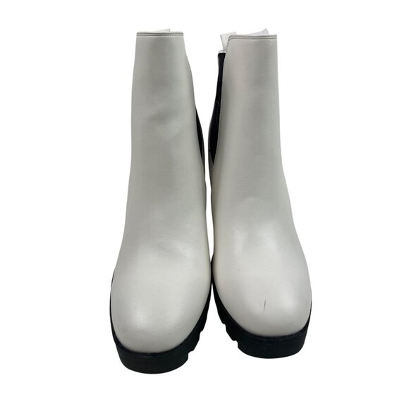 Mia Women’s Boots 7.5 Medium Gwyn Chelsea Platform Zip Ankle White Faux Leather - Picture 3 of 12